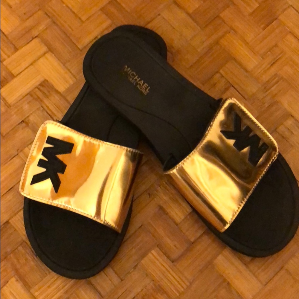 Michael Kors MK Slides Gold Size 7
